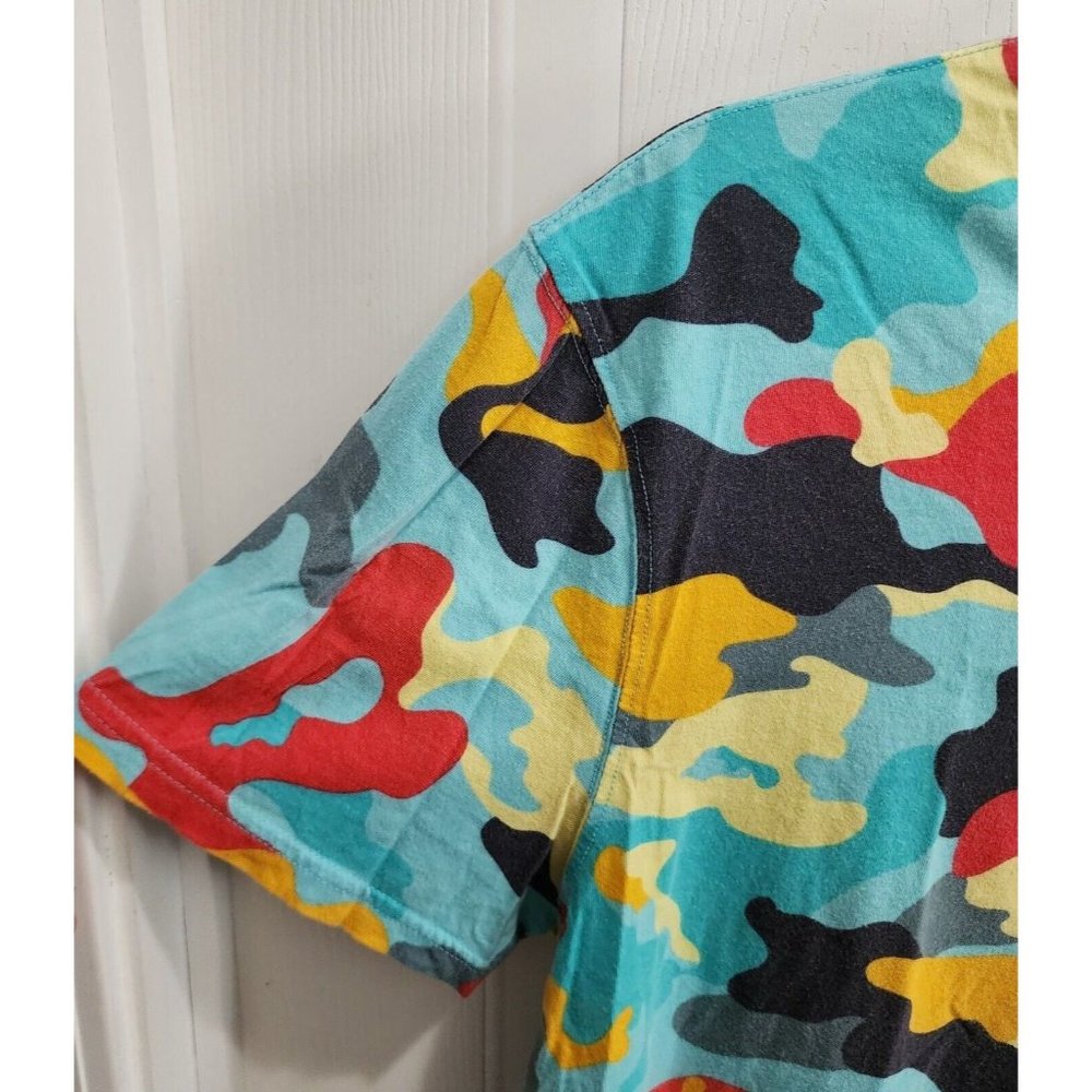Champion Abstract Blue Camouflage AOP Logo Crewneck Short Sleeve T Shirt Size M - Picture 4 of 10